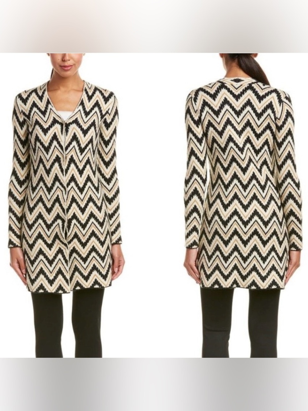 J. McLaughlin Long Zig Zag Cardigan Sweater Jacket Chevron Size Small